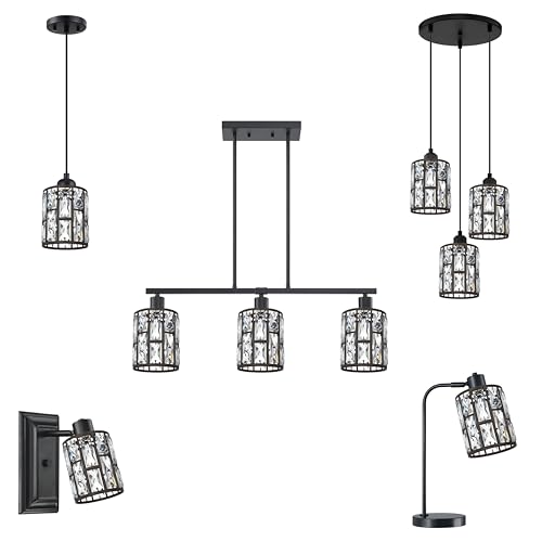 Image of 4 Pack Crystal Metal Pendant Ceiling Chandelier Wall Sconce Lamp Replacement Covers Shade Fixture Oil Rubbed Bronze Finish,1.66 inch Fitter Size,6.1 inch high*5.3 inch Diameter