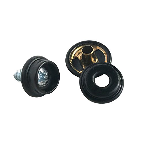WORLD 9.99 MALL 60 Pieces Fastener Screw Snaps, Marine Grade Boat Canvas Furniture Tents Leather Stainless Steel Snaps 3/8" Socket #6-3/8" Screw (Black #6-3/8")
