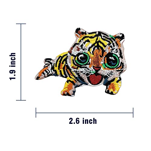 Obokata Iron On Patch, Lovely Big Eyes Tiger Patches, Vivid Embroidered Badge Sew On Emblem Applique Diy Accessories For Vest Jackets, Clothes, Shirts, Hats, Backbags, Pants & Jeans. 2.6"X 1.9" #TOP5