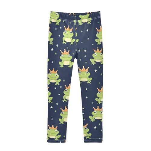Wusikd Cartoon Frogs Crown Girls' Leggings Toddler Doodles Cute Kids Yoga Pants Dance Active Tights 7-8T Multi
