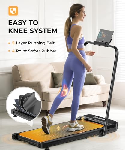 walking pad under desk treadmill walking pad with incline 2 in 1 treadmills for homeoffice compact portable foldable treadmill installation-free low noise safety lock and led display