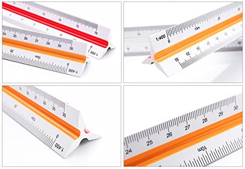 Kunststoff Maßstab Lineal Dreikantmaßstab, Architektur Lineal Dreieckiger Lineal Metrisch Maßstab Lineal (30 Cm, Skalierung 1:100, 1:200, 1:250, 1:300, 1:400, 1:500)