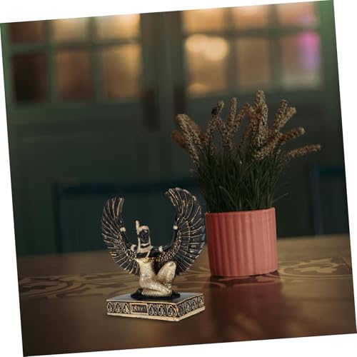 Statue de déesse ailée noire en résine pour décoration de table basse de salon et bureau d'hôtel - 5