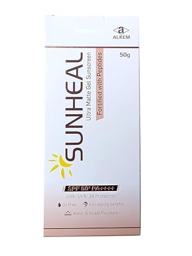 SUNHEAL Ultra Matte Gel Sunscreen SPF 50 PA+++ | Peptide Fortified | Broad UV/IR Protection | Oil-Free | Water & Sweat Resistant | Non-Comedogenic | 5