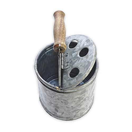 NIRMAN Rustic Galvanized Toothbrush Holder, Toothpaste Organizer,Bathroom Accessories Organizer, Multi-Functional 3 Small Round Slot & 1 Slot Semicircle| Total H- 7” Dia- 3.5”| - Thumbnail 4