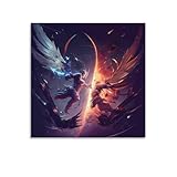 HEWTHQA Angels And Demons Wall Art, Good Vs Evil, Wings, Teen Room Decor Wall Art Canvas Poster Wall Art Decor Print Picture Paintings for Living Room Bedroom Decoration 12x12inch(30x30cm)