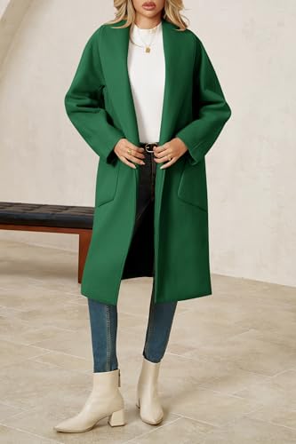 Cicy Bell Womens Open Front Pea Coats Classic Lapel Long Trench Coats Loose Fall Winter Outwear with Pockets4