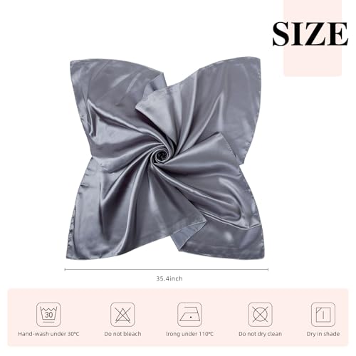 35”Large Pure Color Square Satin Head Scarf-Hair Scarf Like Silk Scarf Square Scarf Bandanas for Women3