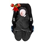 SWADDYL ® Fußsack Einschlagdecke I Baby Wintersack I Babydecke für Babyschale, Kinderwagen - für Winter aus Fleece (Dunkelgrau-Grau)