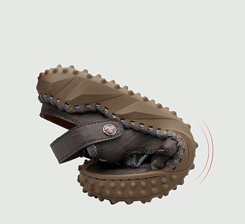 Men's Closed Toe Leather Sandals Adjustable Fisherman Shoes Casual Outdoors Summer Beach Sandals4