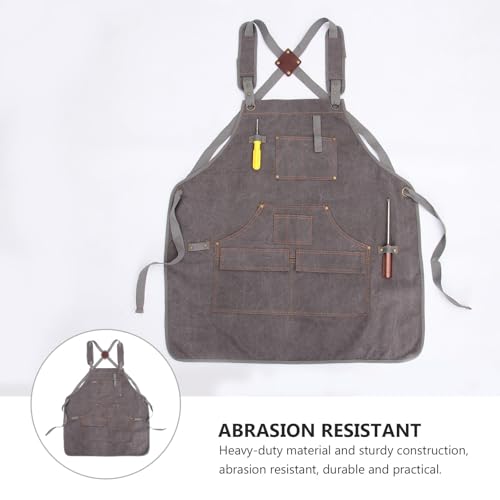 Delantal multi-bolsillos canvas grueso color gris oscuro miniatura 7