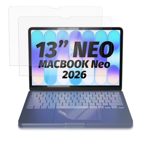 Image of (3 in 1) Orzero Screen Protector Compatible for MacBook Neo 13-inch, 2 Pack 9H Matte Tempered Glass Screen Protector with 1 Pack Soft PET Trackpad Protector Anti-Glare Anti-Fingerprint [EZ Install] Anti-Scratch Bubble-Free