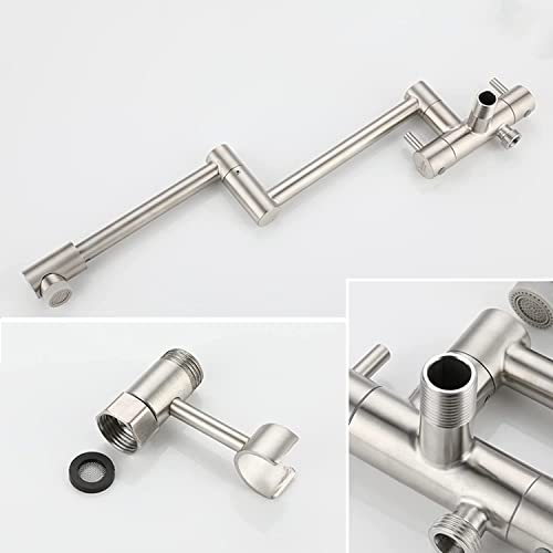Robinet de cuisine mural pliable en inox brossé orientable 360 - 7
