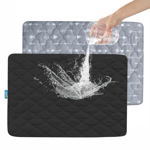 Image of 2 Pack Pack and Play Mattress Protector Sheets Fitted Waterproof Playard Mattress Pad Cover, Compatible with Graco Pack n Play & Dream On Me & Pamo Babe, Playpen/Playard Sheet, Arrow&Black, 39" x 27"