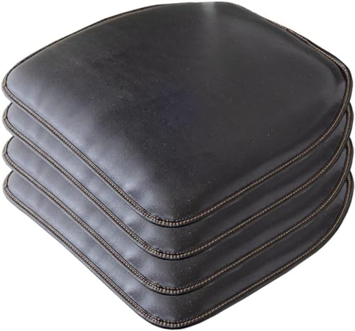 KKPW Cojines para sillas de Cocina de Cuero Cojín para Asiento con Forma y cojín para Silla de Comedor 43 * 40 CM Respaldo de Goma Antideslizante 2/4 Paquetes (Color : Black,Size : Set of 4)
