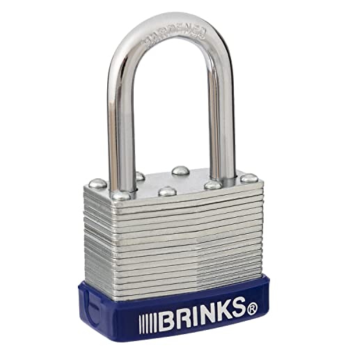 Image of BRINKS - 40mm Laminated Steel Keyed Padlock with 1 3 /8 inch Shackle - Chrome Plated with Hardened Steel Shackle