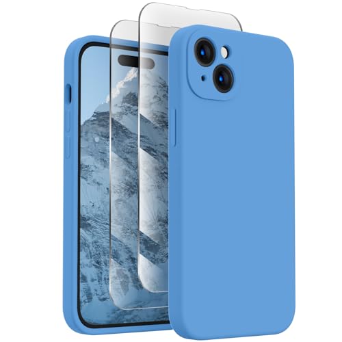 Image of FireNova Designed for iPhone 15 Case, Silicone Upgraded [Camera Protection] Phone Case, Soft Anti-Scratch Microfiber Lining Inside, 6.1 inch, Blue