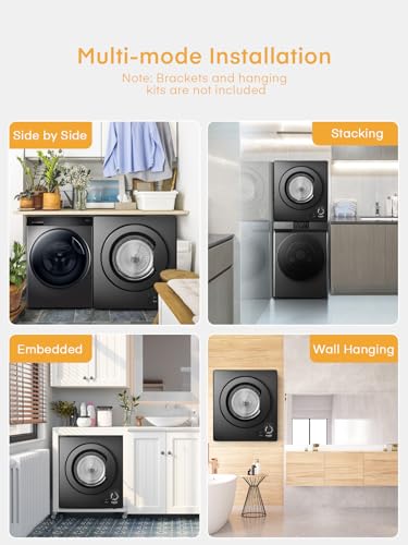 4KG Compact Vented Tumble Dryer, FOHERE Freestanding Table top Dryer with 5 Heat Settings, Stainless Steel Tub, Black, Crease Guard - Image 3