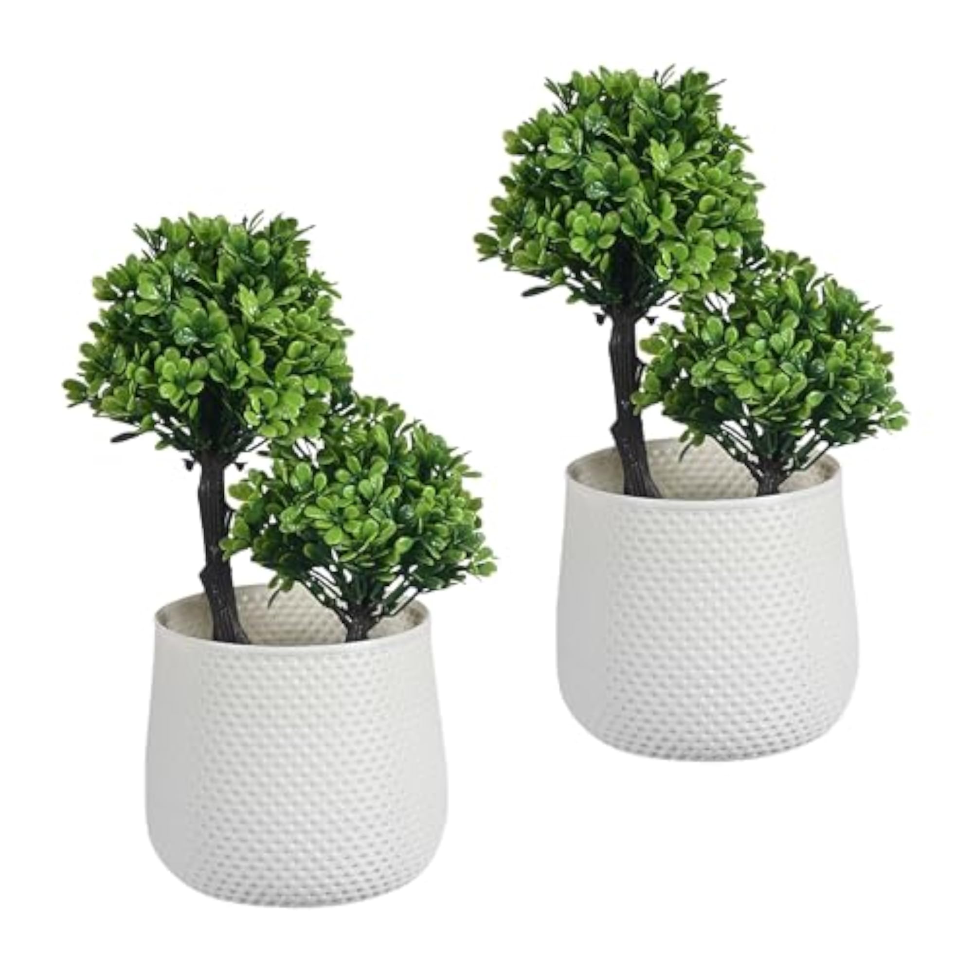 Set of 2 Plastic Artificial Small Plants with Pot