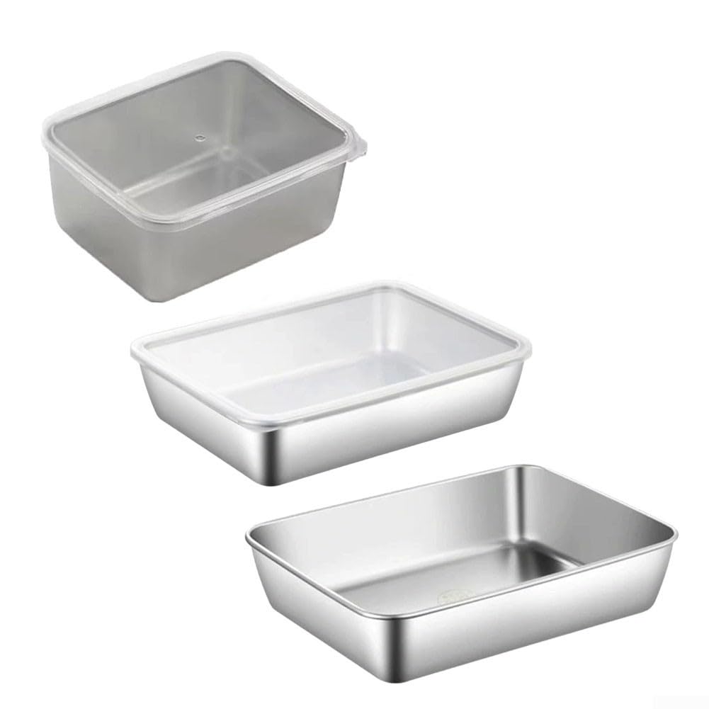 Whychstore Bandejas de almacenamiento de alimentos de acero inoxidable, caja de conservación de alimentos para cocinas familiares, hoteles, restaurantes y otros establecimientos de alimentos (B)
