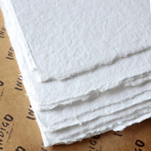 Artway Indigo - A4 Baumwoll-Rag-Papier - 100% Baumwolle/Handgemacht - 350gsm Mittlere Textur - A4 (20 Blätter)