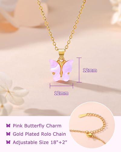 First Day of Preschool/Kindergarten, Purple Butterfly Necklace Back to School Gifts for Kids Girls4