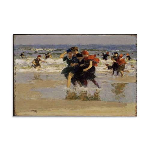 At The Seaside by Edward Henry Potthast Poster�C���e���A�f�U�C���̃|�X�^�[�A�Ƃ̑����̔��w�A�����̐V�����Ƃ̑��蕨24x36inch(60x90cm) Unframe-style