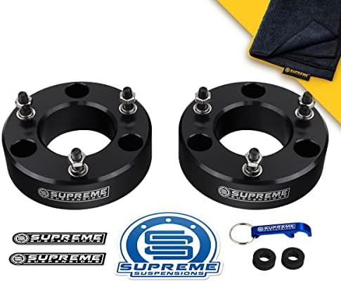Supreme Suspensions - 3" Front Leveling Kit for 2007-2023 Chevy Silverado 1500 & GMC Sierra 1500 2WD/4WD - T6 Billet Aluminum Front Lift Strut Spacers (Black) - Microfiber Cleaning Towel Included