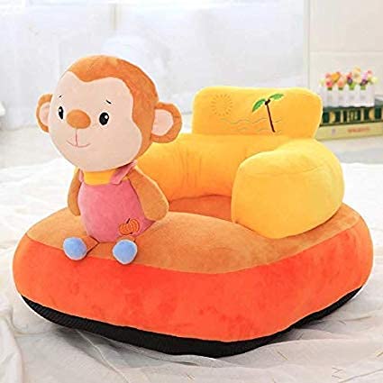 Image of AVS Monkey Design Baby Rocking Chair for Sofa Seat, Plush Cushion Playing Sofa, Cute Cartoon Shape Dining Chair, Birthday Gift for Kids (Orange)