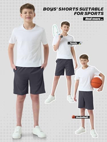 qwe 5-pack boys athletic shorts with pockets dry-fit basketball soccer boys shorts for youth amp kids outdoor