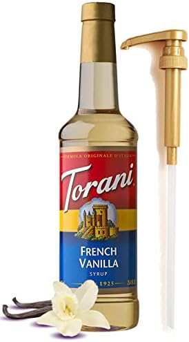Torani French Vanilla Syrup Flavoring for Coffee 25.4 Ounces Coffee Flavor Syrup with Fresh Finest Coffee Syrup Pump