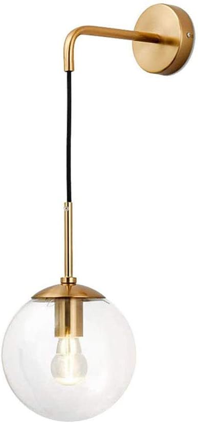 ZMOMO Retro Wall lamp Wall light Pendant Clear Glass ball(15cm) with Copper Base Bedside lamp for Industrial Restaurant/Bedroom/living room/Entrance/Bar light - E27