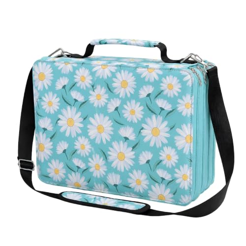 Image of 224-Slot Marker Organizer Bag, 4-Layer Case with Strap | 224-slot 4-layer marker bag in twill Oxford fabric with handle, detachable strap, smooth zipper for studio and outdoor use.