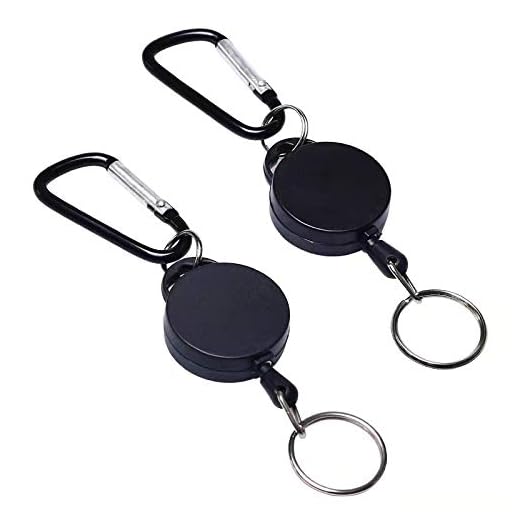 Retractable Key Chain OHOME 2 Pack Heavy-Duty Badge Reel Holder Self-retracting Key Ring for Men/Woman, ID Cards or USB , Black