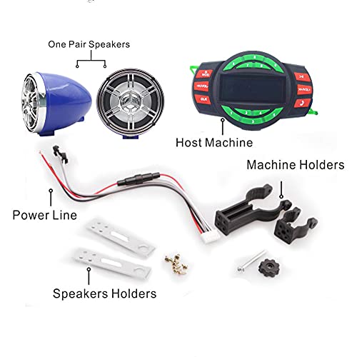 Image of UTV ATV Bluetooth Amplifier Sound System Hand-Free Speakers FM USB Audio System Stereo 3 Inch Speakers 12V Motorcycle Waterproof Audio FM Radio Stereo Speaker (Chrome&Blue Speaker)
