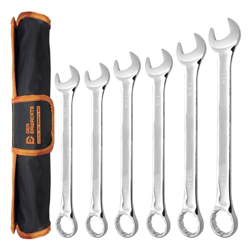 Der Erwachte Large Wrench Set with Rolling Pouch, SAE, 6-Piece, 15/16?, 1?, 1-1/16?, 1-1/8?, 1-3/16?, 1-1/4?, 12 Point, Chrome Vanadium Steel