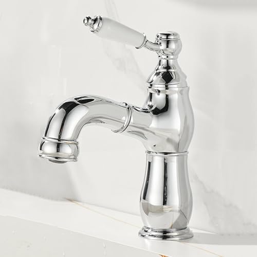 Mitigeur de salle de bain à douchette extractible et levier céramique pour un nettoyage moderne