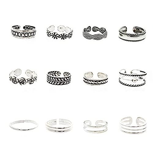 Himpokejg 12 Pcs/Pack Toe Rings Open Design Adjustable Unisex Joint Ring Fashionable Accessory Wedding Ring for Party - 12pcs