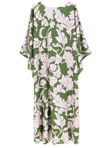 Image of Moss Rose Kaftan Dresses for Women V Neck Summer Swimsuit Cover up Caftan Maxi Beach Dresses