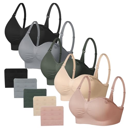 Image of JAMRID Sleeping Nursing Bras for Breastfeeding Maternity Bras for Pregnancy Pumping Bra Underwear with Extra Extenders