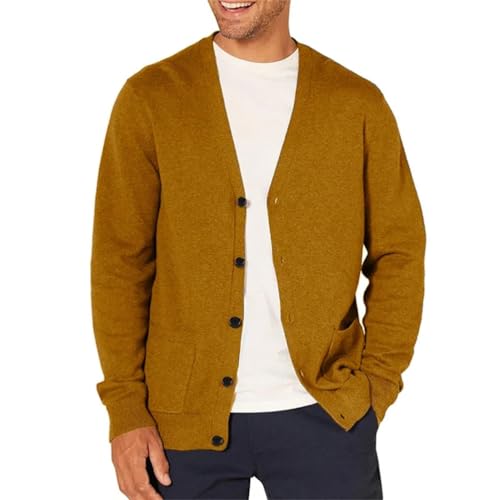 Men's Long Sleeved Sportswear Wool Cardigan V-Neck Button Lightweight Loose Knitted Sweater4
