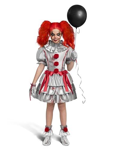 Spooktacular Creations Disfraz de payaso, vestido de payaso malvado, disfraz de bufón de miedo para chicas Halloween Dress, juego de roles, cosplay fiest-s