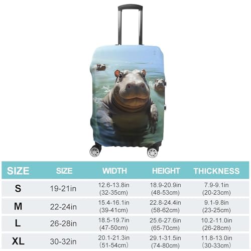 Travel Luggage Cover Cute Hippos Elasticity Washable Baggage Covers Suitcase Protector Fits 18-32 Inch Luggage, M2