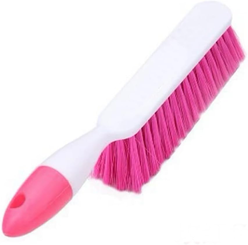 Hand Broom Cleaning Brush - Soft Bristle Dust Brush, for Cleaning Car Bed Sofa Draft Garden Furniture Clothes Wooden Handle (Pink-1pack)