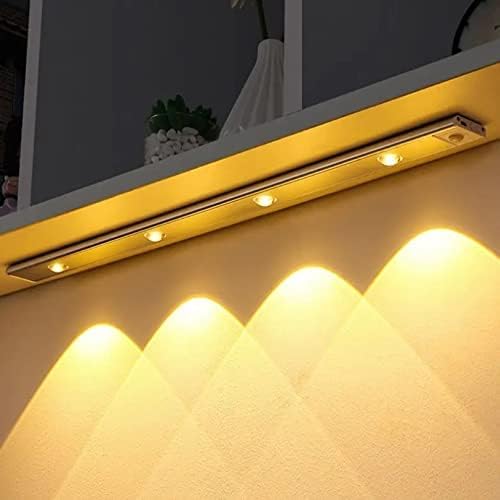 YATINMEM Under Cupboard Cabinet Kitchen Lights Motion Sensor Led Closet Lights Bar 3 Colors Dimmable Wardrobe Lamp Magnetic Stick On Lights for Counter Stairs,Silver,60cm
