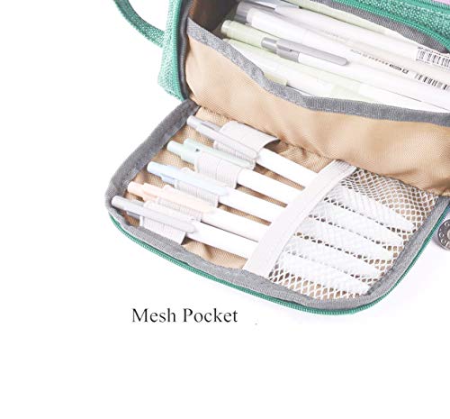 Pennenetui, etui voor tienermeisjes, 3 vakken, grote capaciteit briefpapier Pouch pennen etui mapje meisje tiener (groen… - Afbeelding 7