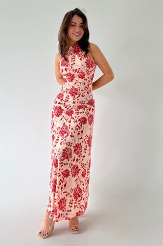 Image of STYLEWORD Women's Summer Floral Halter Maxi Dress Vacation Semi Formal 2026