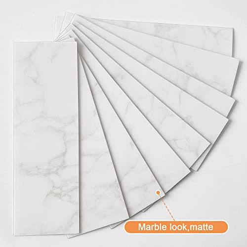 Vaovi Peel And Stick Backsplash Kitchen Tiles,Bathroom Wall Stickers Marble Tile Backsplash Individual Subway Tiles 3.9"X11.8"-16Tiles Carrara White #TOP1