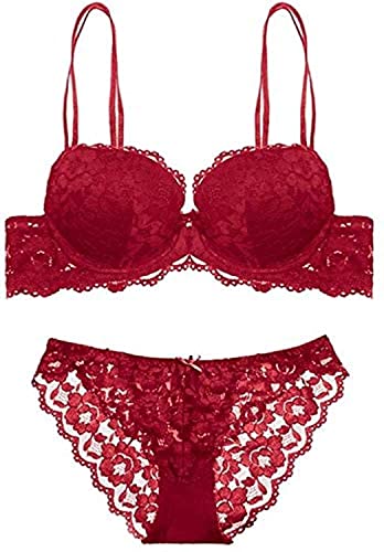 Image of UNITRUST Designer Women's Bra and Panty Set Lace Push Up Solid Lingerie Set