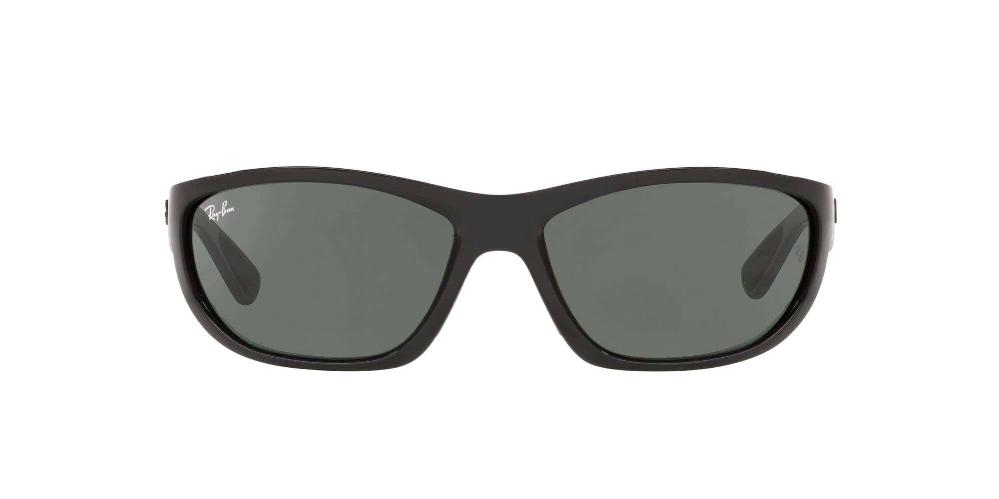 Ray-Ban RB4188 Wrap Sunglasses, Black/Green, 63 mm